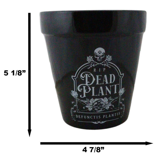 Dead Plant RIP Skull Grave Tombstone Wicca Witch Flower Herbs Planter Pot - Ebros Gift
