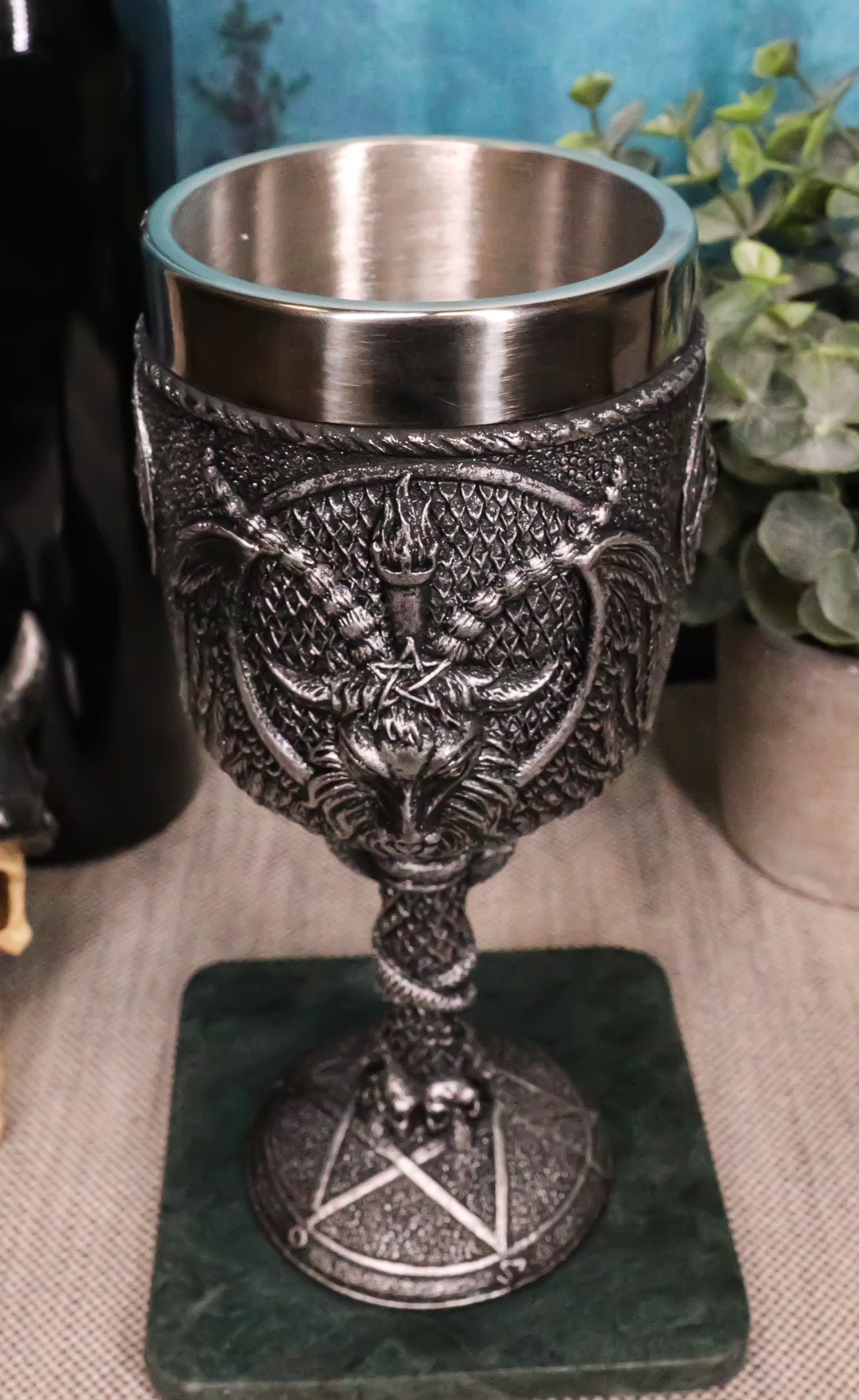 Ebros Dark Baphomet Wine Goblet Drink Beverage Chalice Knights Of Templar