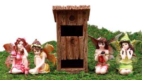 Ebros Gift Enchanted Fairy Garden Miniatures Starter Kit Cottage House with Mini Fairy Figurines Do It Yourself Ideas for Your Home (Cottage Outhouse Kit)
