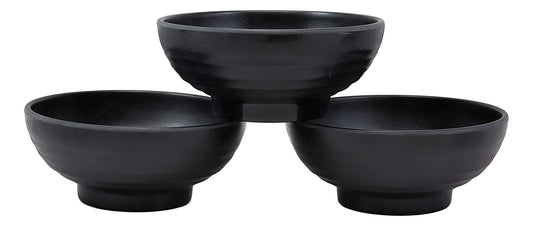 Ebros Contemporary Round 7.5" Diameter Matte Black Jade Melamine Ramen Salad Pho Pasta Soup Bowls Pack Of 6 Set Dinner Bowl Pack Restaurant Supply