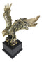 Ebros Majestic Bald Eagle W/ Open Wings On Rock Gold Electroplated Resin Statue 11.5"H