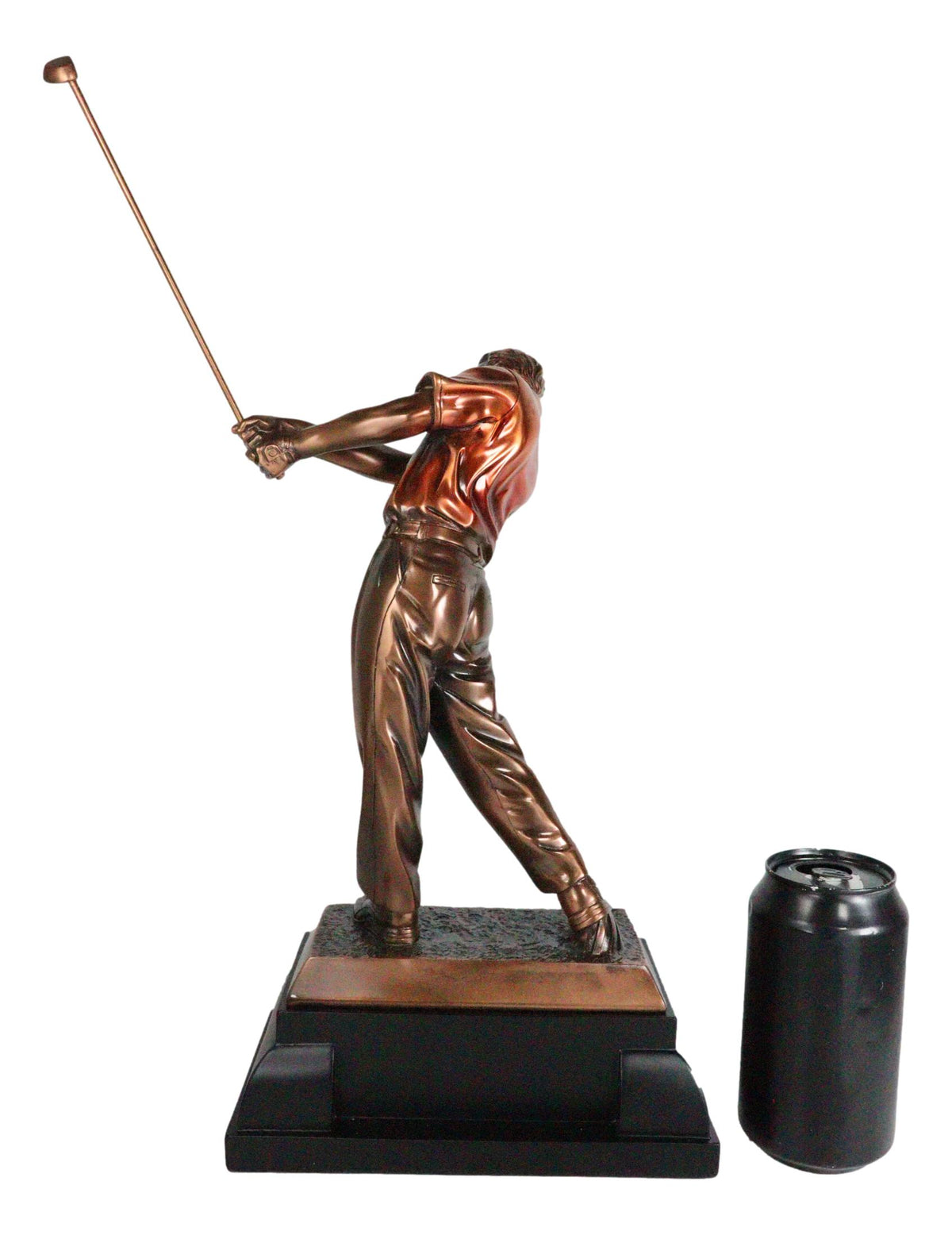 Pro Golfer Swinging Golf Club Bronze Electroplated Statue With Trophy Base 17" H