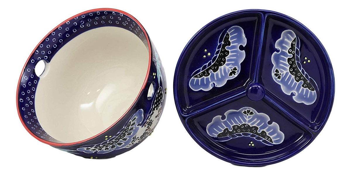 Ebros Udon Noodles & Tentsuyu Dipping Sauce 6"D Bowl & Choptick Set (Midinight)