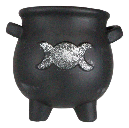 Black Triple Moon Cauldron Terracotta Succulent Plant Planter Pot Or Pen Holder