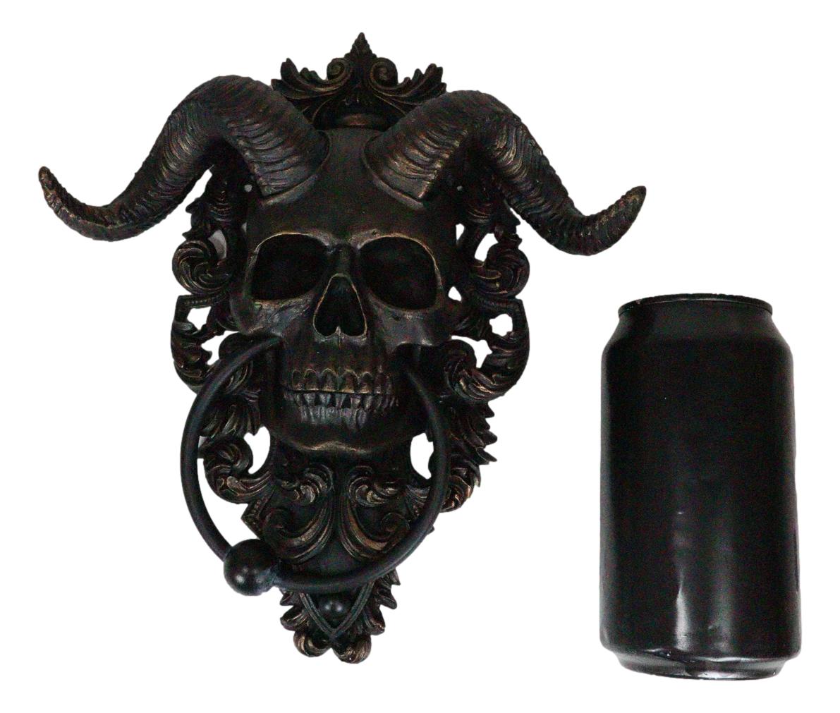 Ebros Baphomet Horned God Skull Hanging Door Knocker with Built in Striker Plate