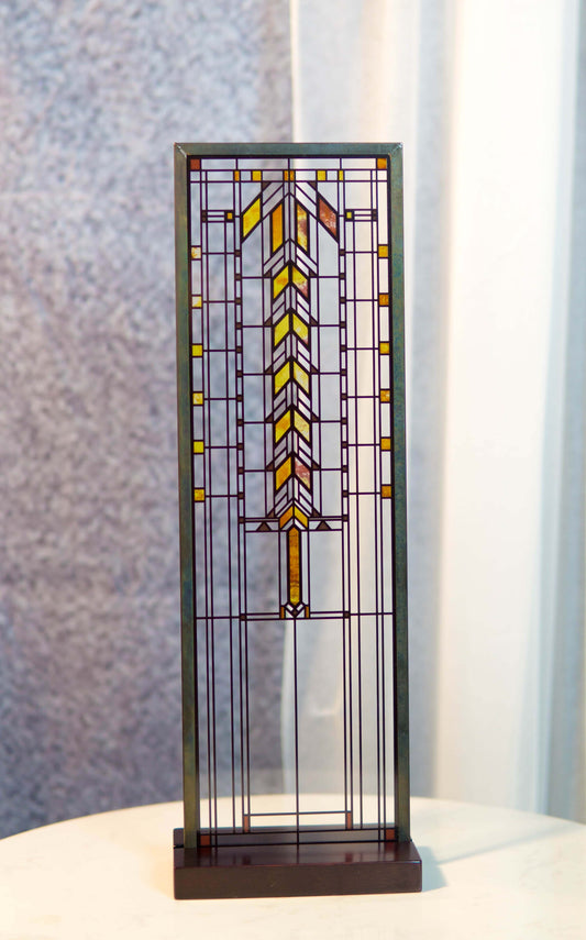 Frank Lloyd Wright Barton House Buffet Door Stained Glass Wall Or Desktop Plaque - Ebros Gift