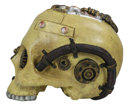 Ebros Steampunk Design Human Skull Statue Sci-Fi 7.5"L Figurine