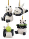 Angel Winged Flying Pandas Hanging Ornament Set of 4 Resin Decor Figurines
