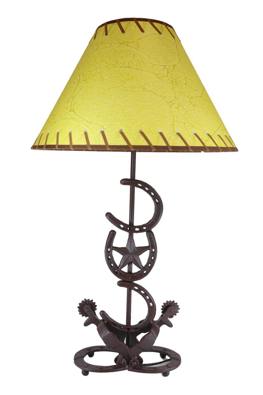 Ebros Set of 2 Cast Iron Western Horseshoes Base Desktop Table Lamps w/ Shade - Ebros Gift