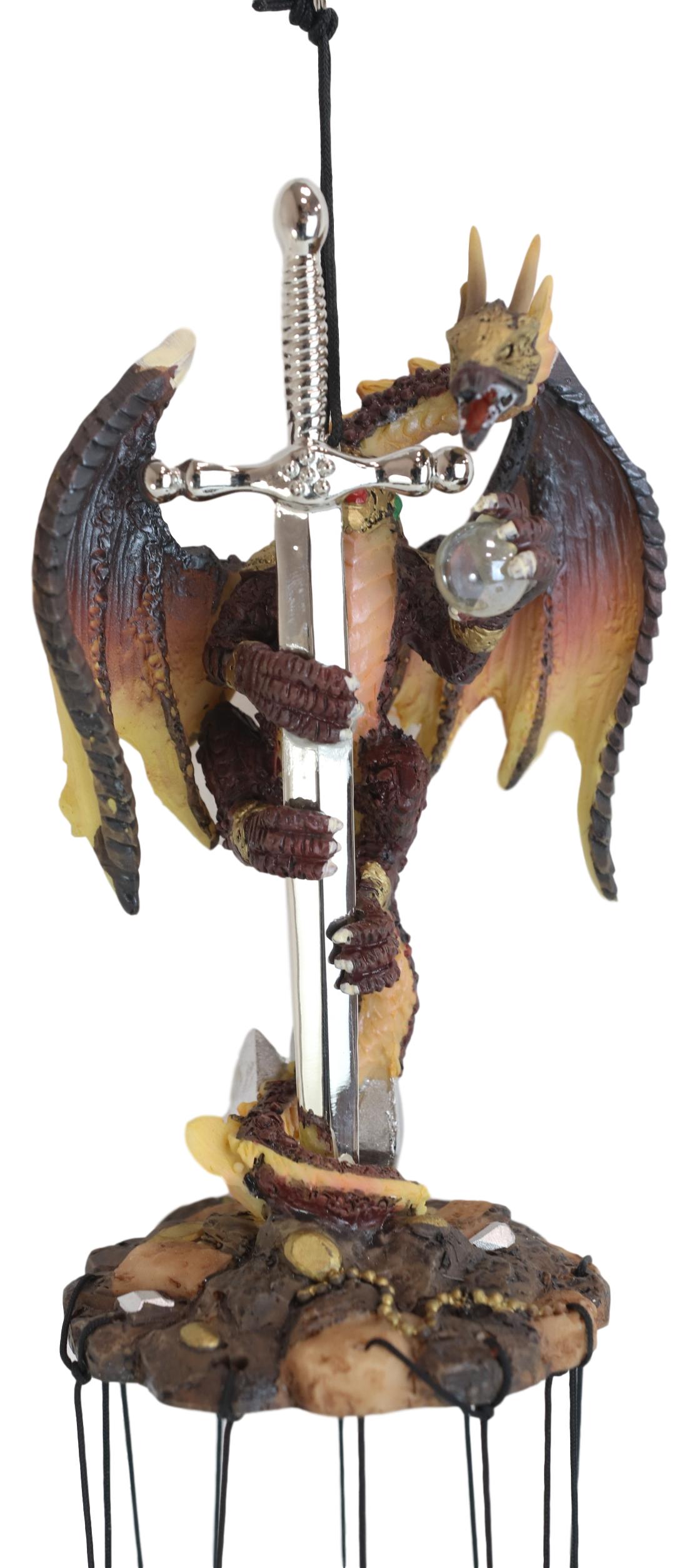 Excalibur Sword Fire Night Dragon Resonant Relaxing Wind Chime Garden Patio