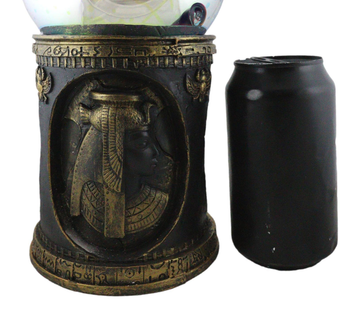 Egyptian Cleopatra Golden Column With Nefertiti Bastet LED Light Glass Ball