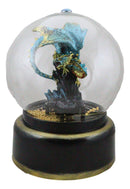 Aqua Blue Dragon On Rock Pillar Musical Air Powered Water Globe With LED Light