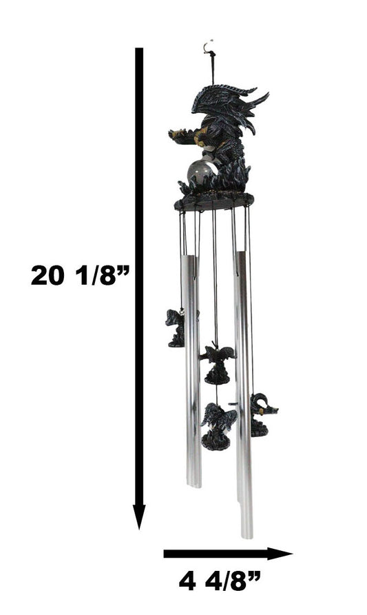 Armored Battle Dragon Crystal Sphere Resonant Relaxing Wind Chime Garden Patio