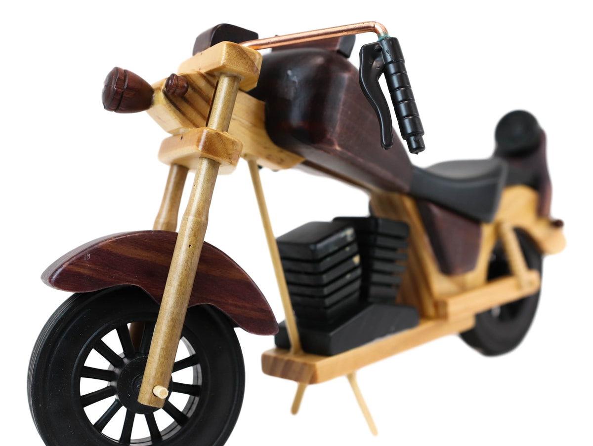 Hand Made Wood Retro Style Flathead Chopper Motorcycle Bike Wine Holder Figurine