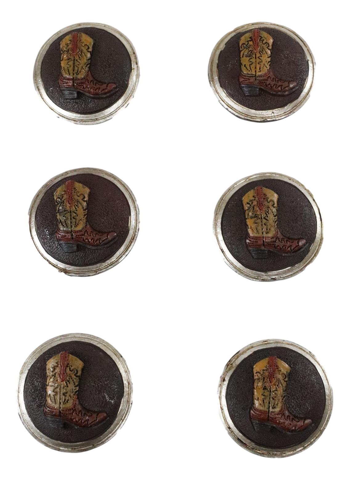 Set Of 6 Western Rustic Country Cowboy Boots Furniture Cabinet Door Pull Knobs