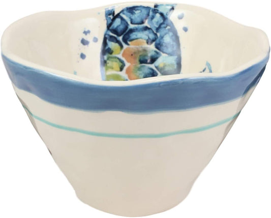 Ebros Blue And White Sea Turtle Ceramic Dinnerware (Small Soup Bowl, 1 PC) - Ebros Gift