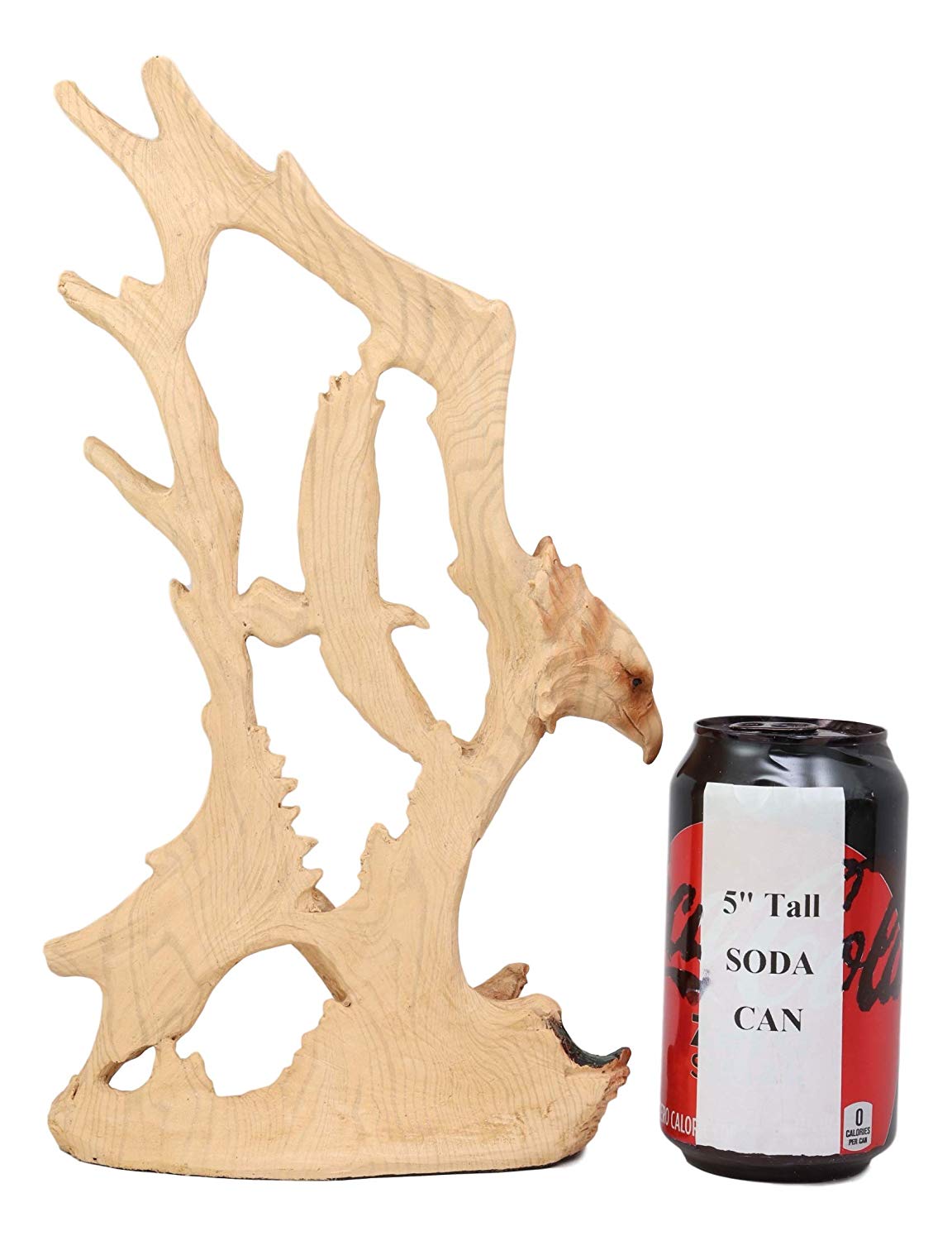 Ebros Rustic Faux Wood Carving Design Wildlife American Bald Eagle Landing Statue Wings of Glory Eagles As USA Patriotic Decor Sculpture for 4th of July Independence Day Figurine