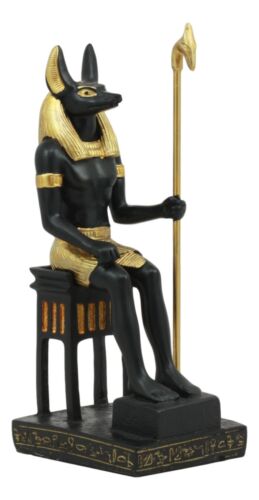 Ancient Egyptian God Anubis Sitting On Throne Statue Deity Lord of The Afterlife