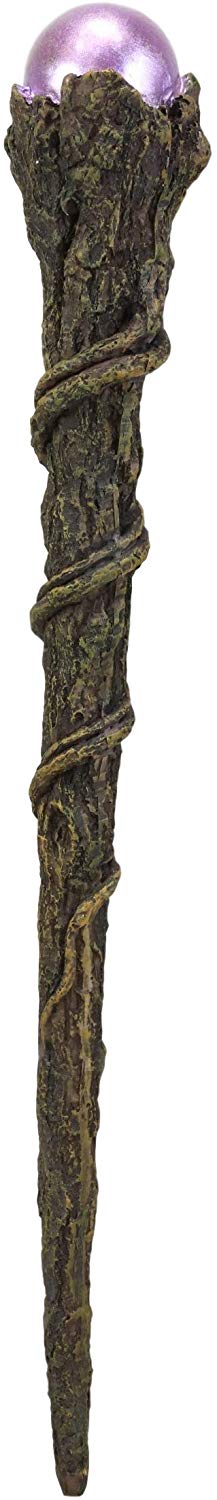 Ebros Merlin Greenman Cosplay Magic Wand with Purple Orb 14" Long Fantasy Decor