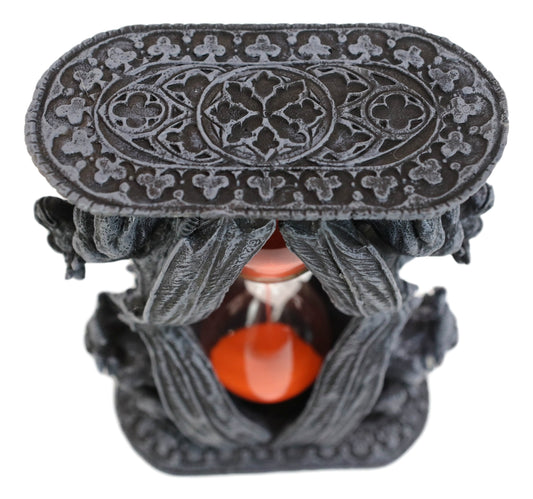 Gothic Guardian Winged Ram Gargoyles Celtic Clover Pillar Sand Timer Figurine