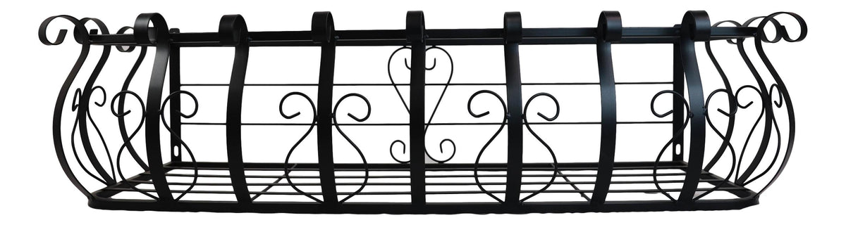 Set of 2 Parisian Cast Iron Black Scrollwork Wall Planter Bracket Shelf Box