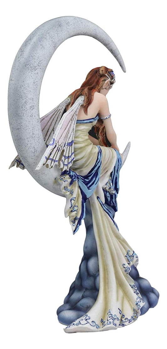 Ebros Fantasy Celestial Crescent Lunar Moon Dream Weaver Fairy Statue 12" Tall by Artist Nene Thomas 'Memory' Astrology Zodiac Fairies Nymphs Pixies Themed Collectible Figurine As Home Decor Accent