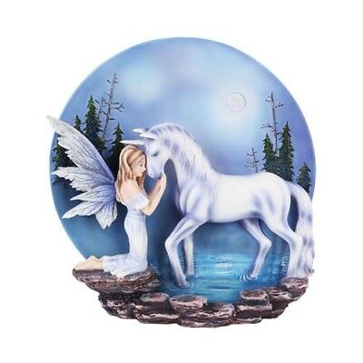 Ebros Gift 12 Inch Unicorn with White Winged Fairy Scene Statue Figurine - Ebros Gift