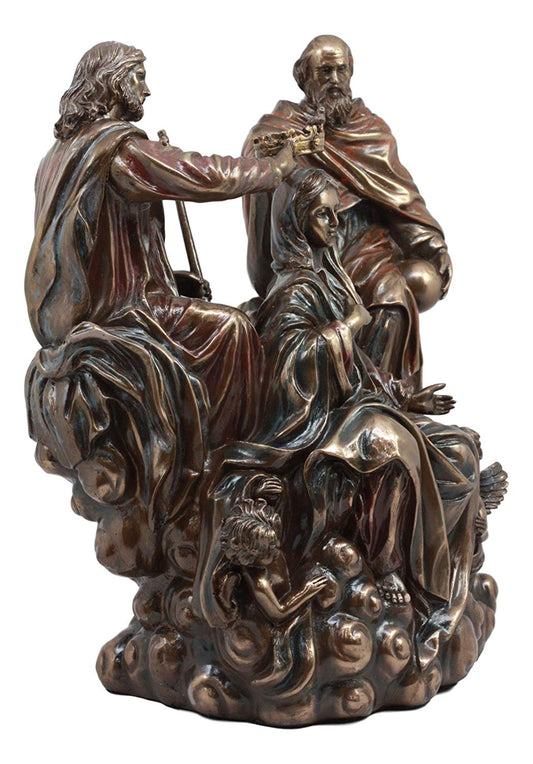 Ebros Gift Heavenly Coronation of The Virgin Statue Mother Mary Queen of Heaven with Jesus and God Sculpture Exaltation of The Holy Mother Figurine Catholic Religious Altar Decor Sculpture