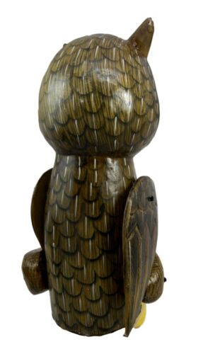 Balinese Wood Handicrafts Night Forest Great Horned Owl Puppet Toy Figurine 18"H