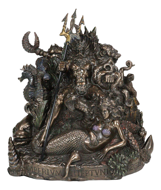 Ebros God of The Sea Poseidon Sitting On Throne With Trident Figurine 10.5"H
