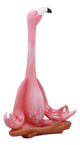 Ebros Zen Yoga Pink Flamingo Statue in Lotus Meditation Pose Tropical Wading Bird Decor Figurine 12.25" Tall - Ebros Gift