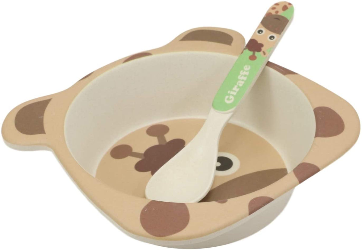 Ebros Giraffe 5 Piece Organic Bamboo Dinnerware Set For Kids Children Toddler
