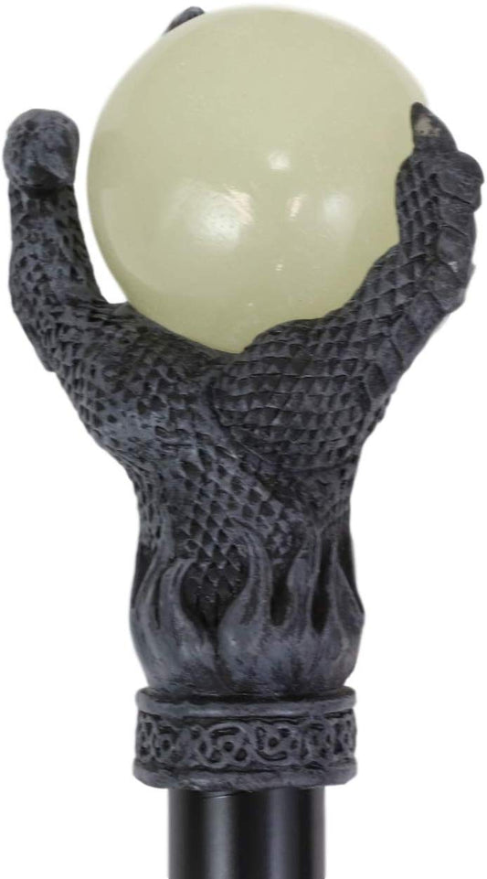Ebros Grip of Fire Dragon Claw Glow In The Dark Decor Prop Walking Swagger Cane - Ebros Gift