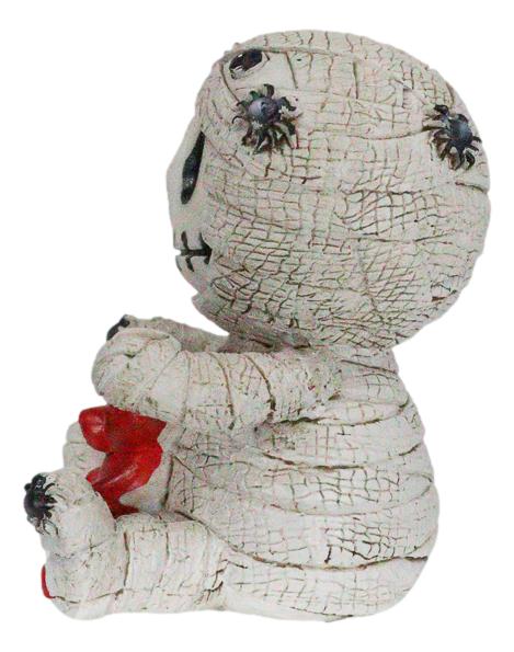 Ebros Furrybones Mummy Sarcophagus with Red Teddy Bear & Spiders Figurine 2.75"H - Ebros Gift