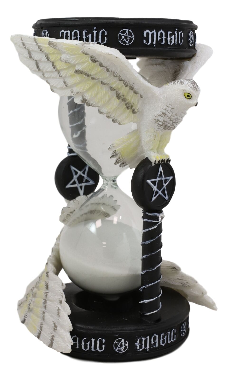 Ebros 7" Tall Awaken Your Magic Pentagram Snowy Owl Sand Timer by Anne Stokes