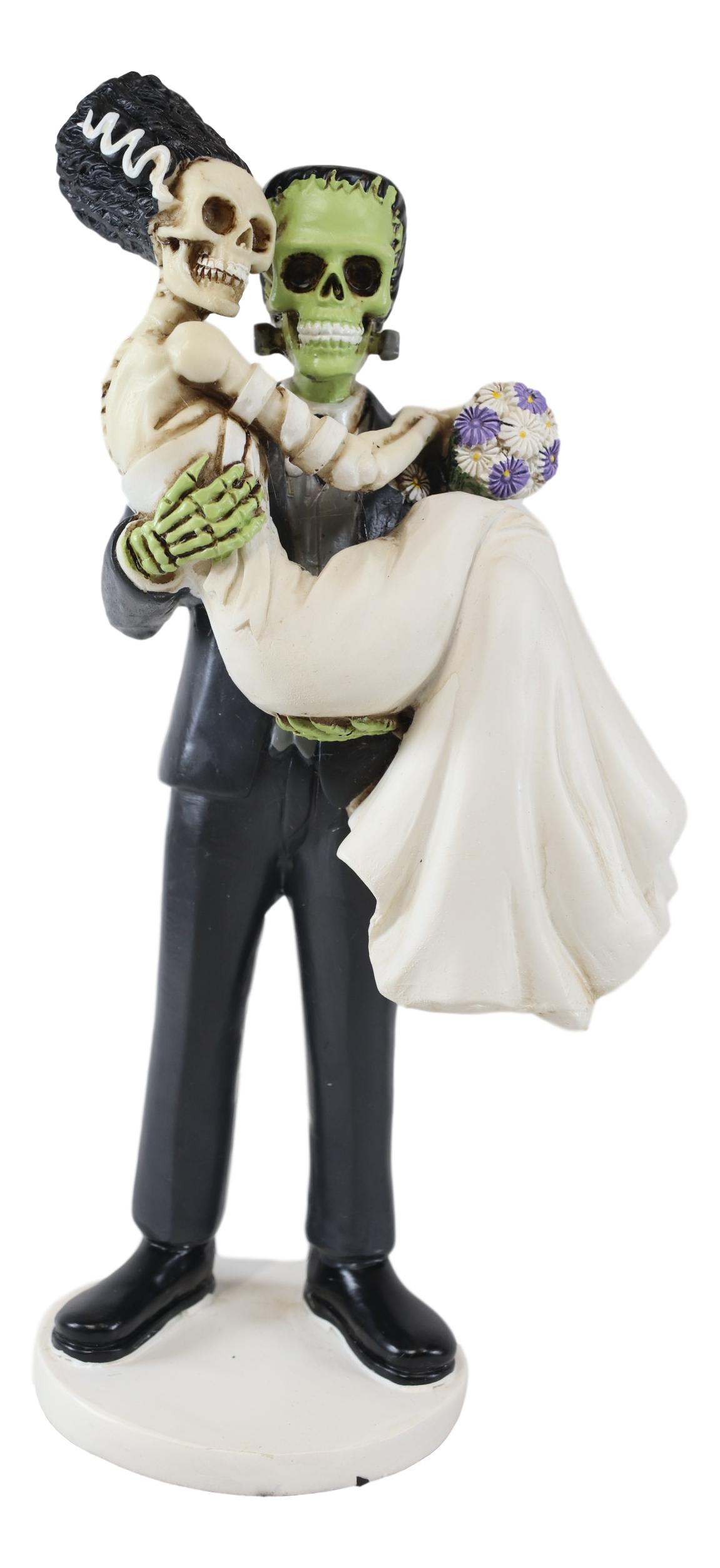 Ebros Day Of The Dead Wedding Skeleton Frankenstein Skull Bride & Groom Figurine