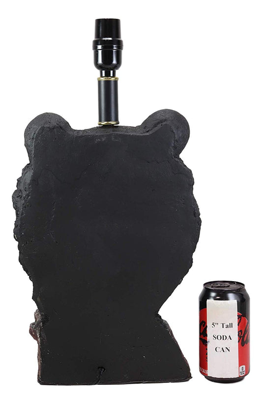 Ebros Woodland Rustic Cabin Lodge Decor Mountain Black Bear Head Bust Table Lamp Statue with Shade 23"High Forest Bears Bedside Desktop Lamps Vintage Design Home Accent