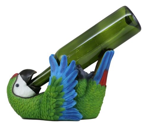 Ebros Rio Rainforest Jungle Green Scarlet Macaw Parrot Wine Bottle Holder