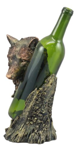 Ebros Large Woodlands Gray Wolf Wine Holder Figurine 10"T Animal Spirit