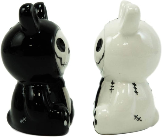Ebros Furry Bones Bun Bun Rabbits Salt And Pepper Shakers Ceramic Set 3.5"H - Ebros Gift