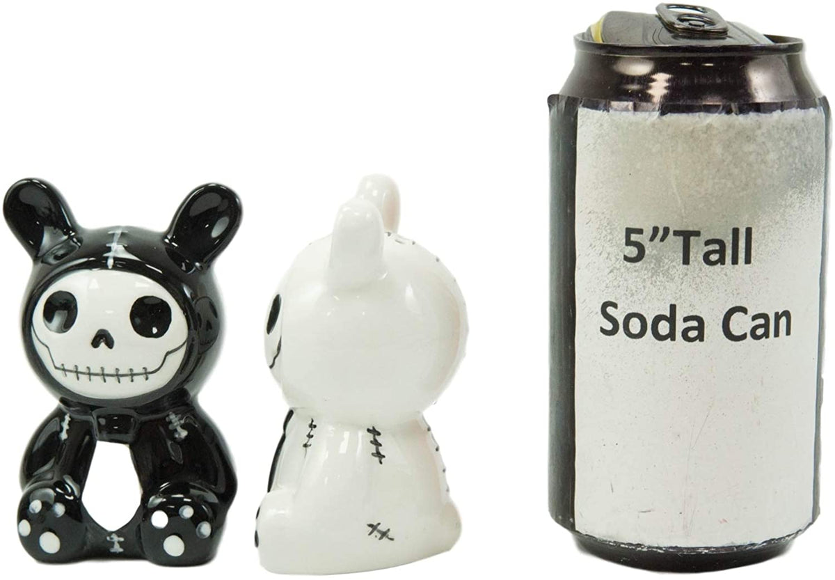 Ebros Furry Bones Bun Bun Rabbits Salt And Pepper Shakers Ceramic Set 3.5"H - Ebros Gift