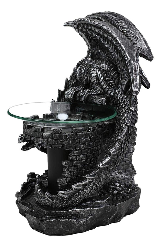 Ebros Castle Tower Sentry Dragon Electric Oil Burner Tart Warmer Night Light - Ebros Gift