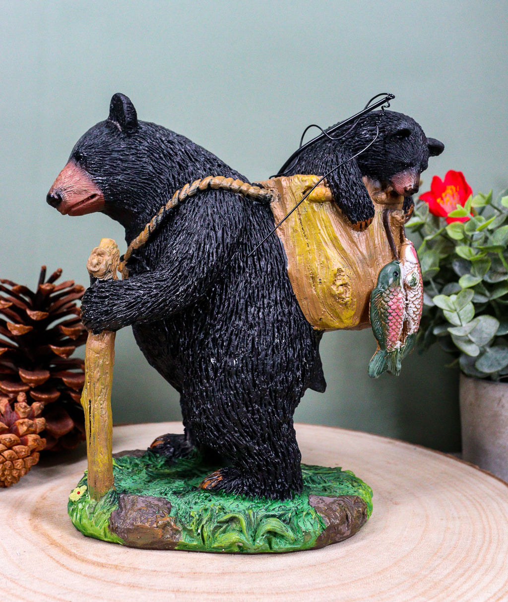 black bear fishing pole Hodao Figurines Decoration Summer Bear Crafts for Home Office Desk Decor Statue for Tabletop Shelf Decoration Ornament Gifts Decor for Beach Fishing Lovers (Black) : Home & Kitchen reinforced joints Just a black bear with