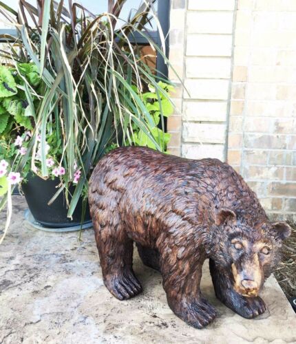 Large 21" Long Grizzly Brown Bear Polyresin Outdoor Garden Decorative Statue