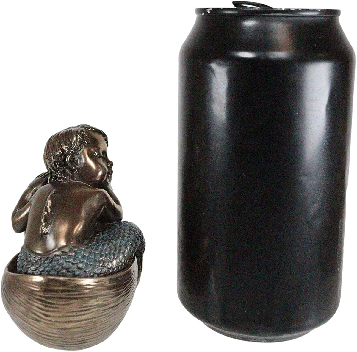Merbaby Sleeping In Nautilus Shell Bed Figurine 3.5" Long Small Mermaid Baby Boy