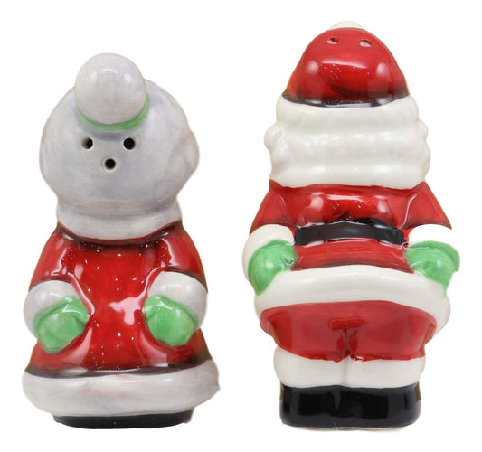 Ebros Kissing Mr And Mrs Santa Claus Couple Magnetic Salt And Pepper Shakers Set - Ebros Gift