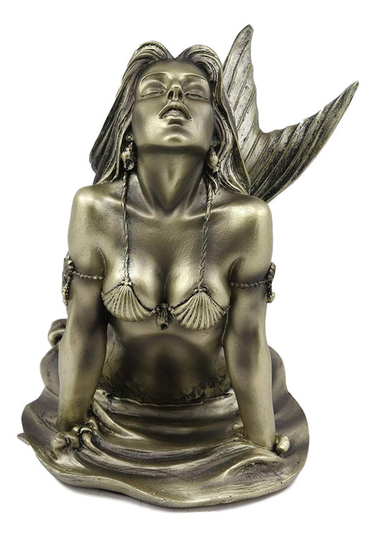 Ebros Aged Bronze Resin Seductive Siren of The Seas Mermaid Statue 7"H Figurine - Ebros Gift