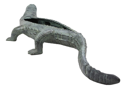 Ebros Gift Large 24.5" Long Aluminum Metal Realistic Snapping Alligator Garden Greeter Planter Accent Statue Lake Home Patio Pool Exotic Decor of Alligators Crocodile Gator Decorative Sculpture