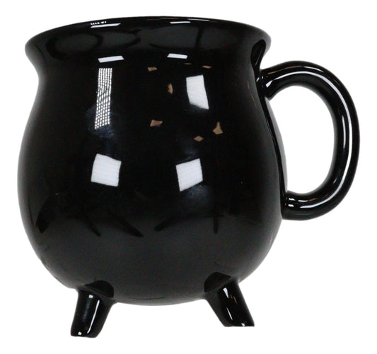Ceramic Wicca Hocus Pocus Witch Potion Broil Black Cauldron Mug Cup With Handle - Ebros Gift
