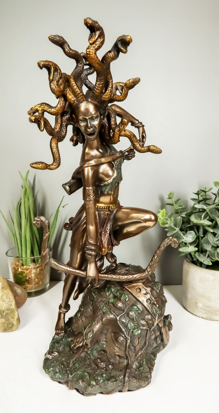 Greek Goddess Medusa Drawing Bow And Arrow Figurine Gorgon Sister Stone Gaze